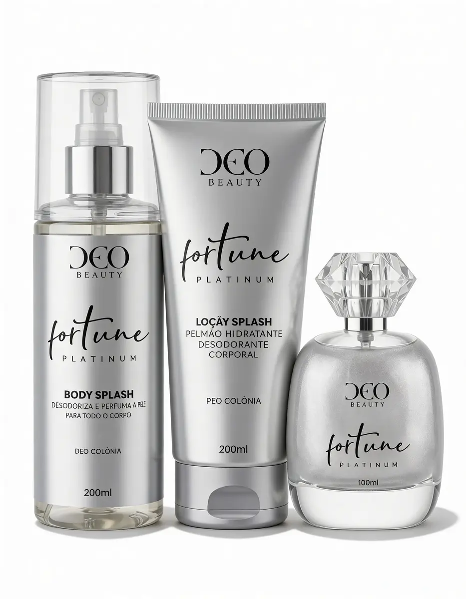 Kit completo fortune platinum - (perfume 100 ml + hidratante 200 ml + body splash 200 ml)